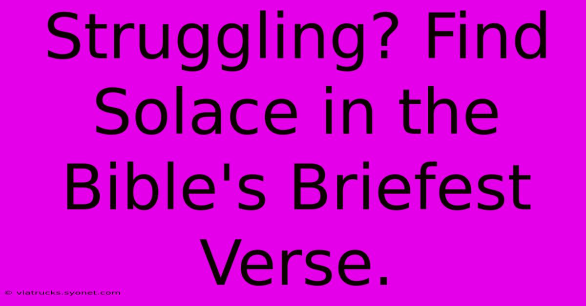 Struggling? Find Solace In The Bible's Briefest Verse.