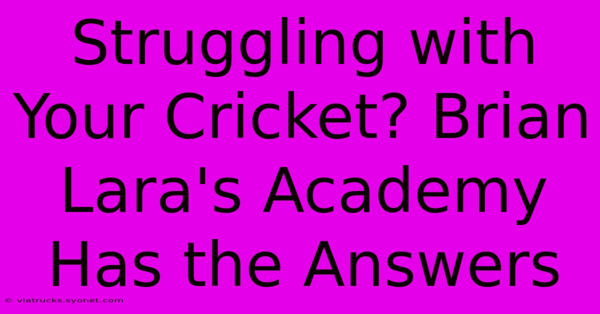 Struggling With Your Cricket? Brian Lara's Academy Has The Answers