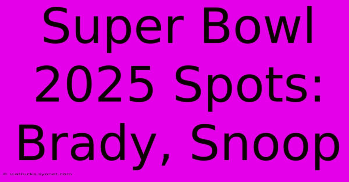 Super Bowl 2025 Spots: Brady, Snoop