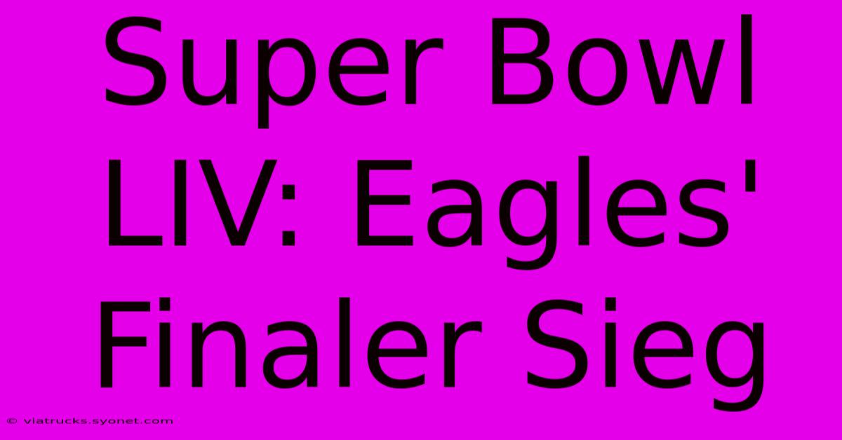 Super Bowl LIV: Eagles' Finaler Sieg