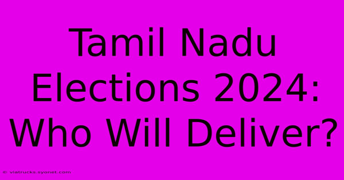 Tamil Nadu Elections 2024: Who Will Deliver?