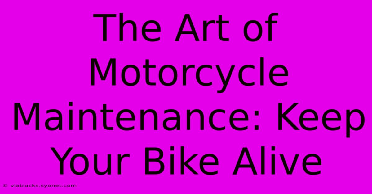 The Art Of Motorcycle Maintenance: Keep Your Bike Alive