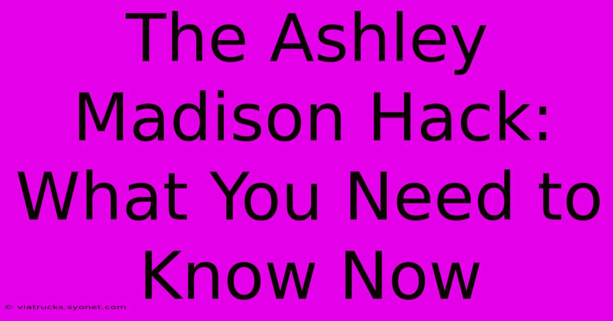 The Ashley Madison Hack: What You Need To Know Now