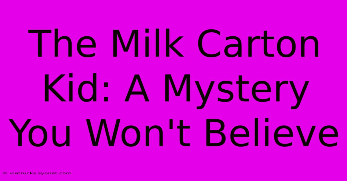 The Milk Carton Kid: A Mystery You Won't Believe