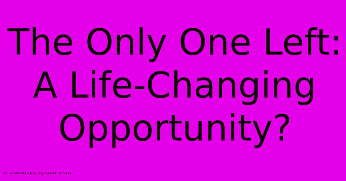 The Only One Left: A Life-Changing Opportunity?