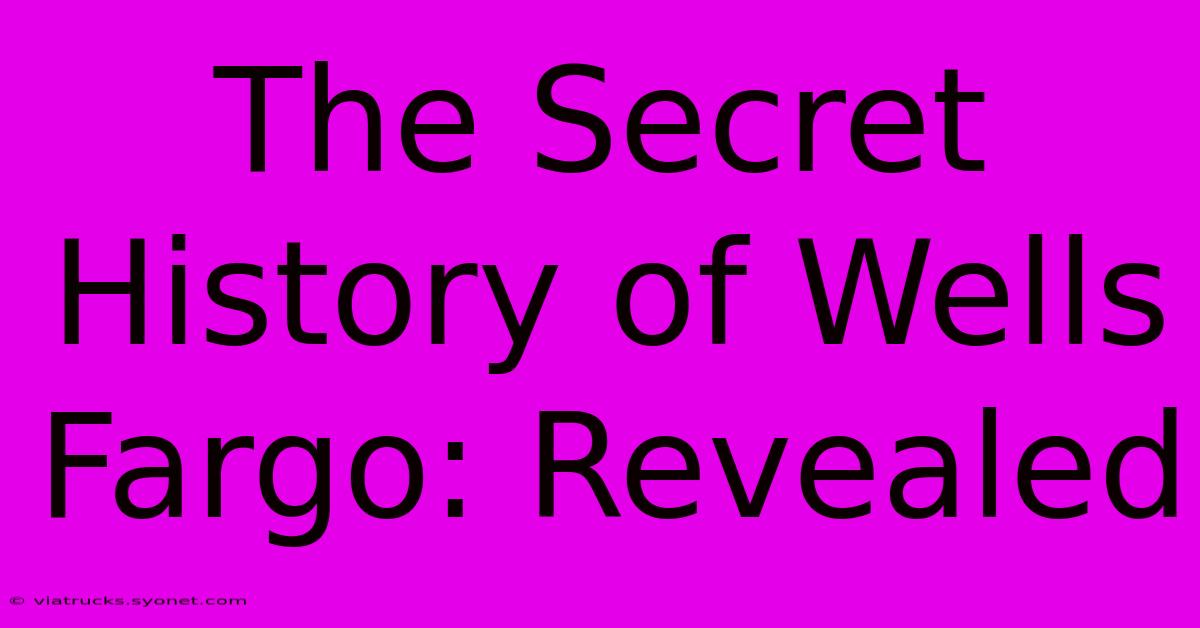 The Secret History Of Wells Fargo: Revealed