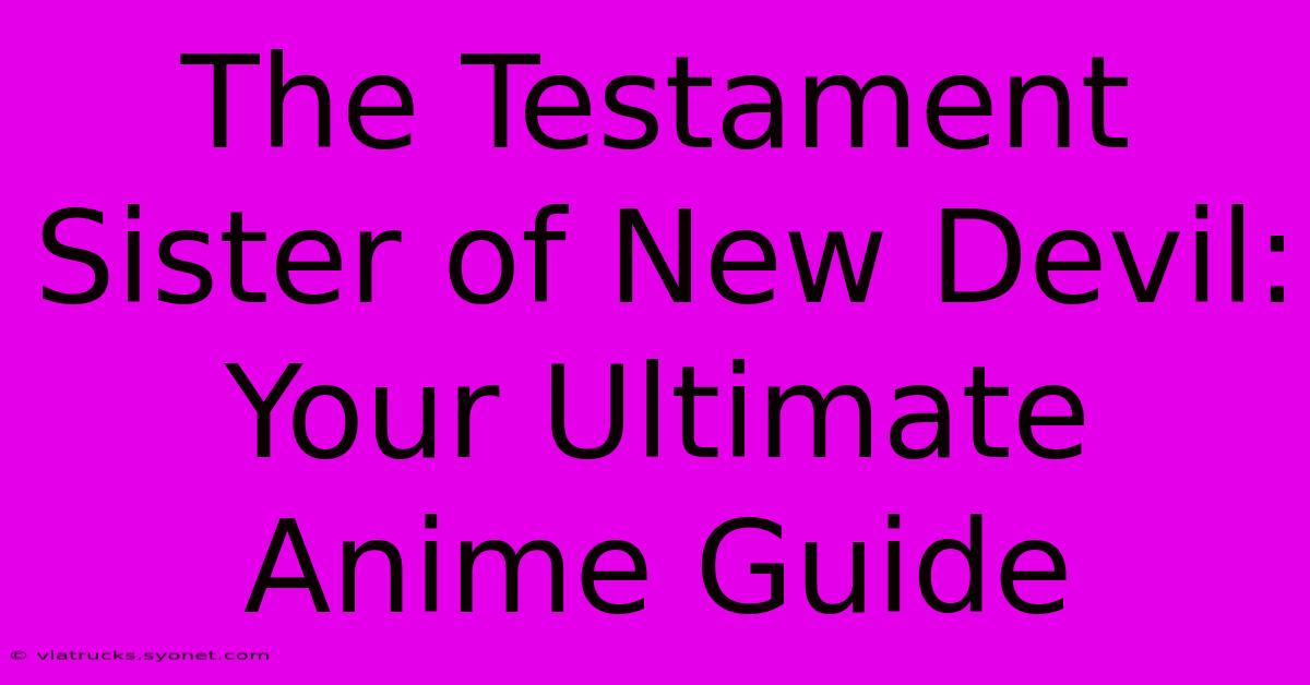 The Testament Sister Of New Devil: Your Ultimate Anime Guide