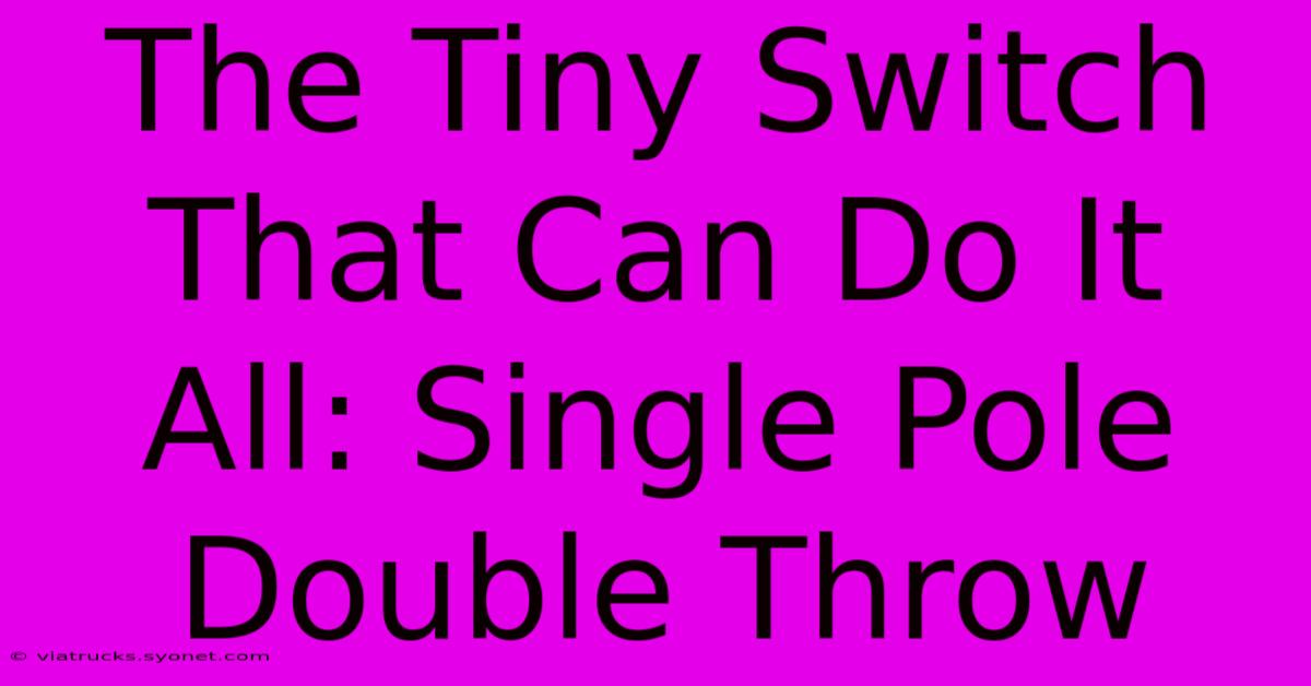 The Tiny Switch That Can Do It All: Single Pole Double Throw