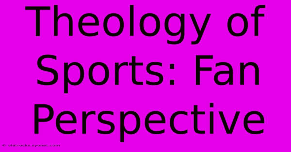 Theology Of Sports: Fan Perspective