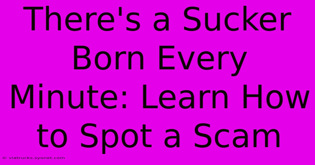 There's A Sucker Born Every Minute: Learn How To Spot A Scam