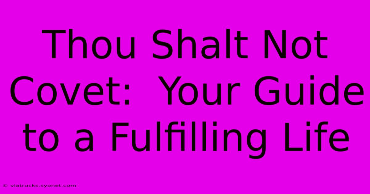 Thou Shalt Not Covet:  Your Guide To A Fulfilling Life