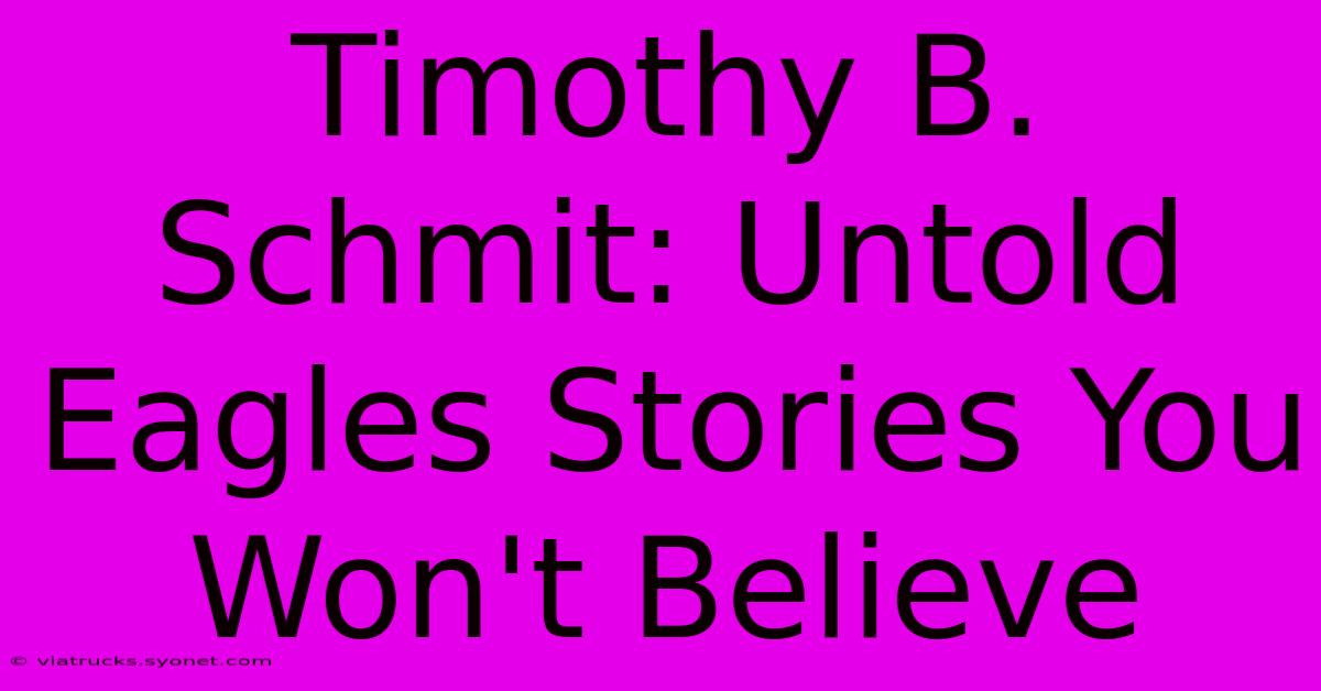 Timothy B. Schmit: Untold Eagles Stories You Won't Believe