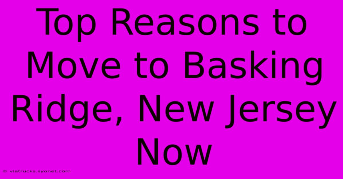 Top Reasons To Move To Basking Ridge, New Jersey Now