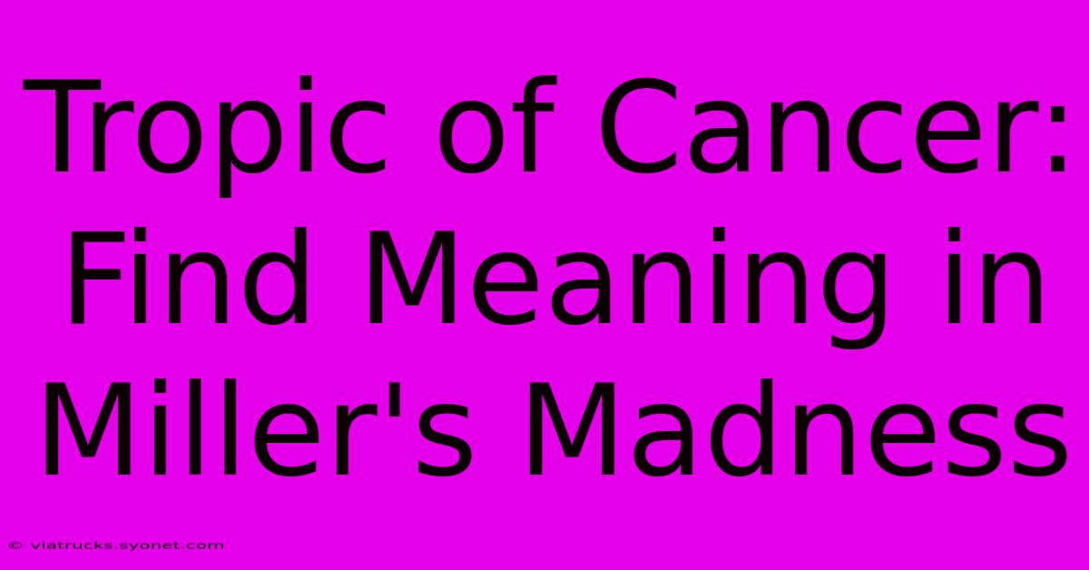 Tropic Of Cancer: Find Meaning In Miller's Madness