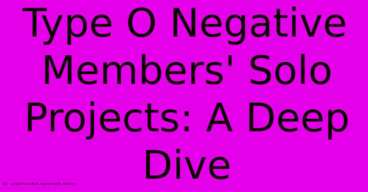 Type O Negative Members' Solo Projects: A Deep Dive