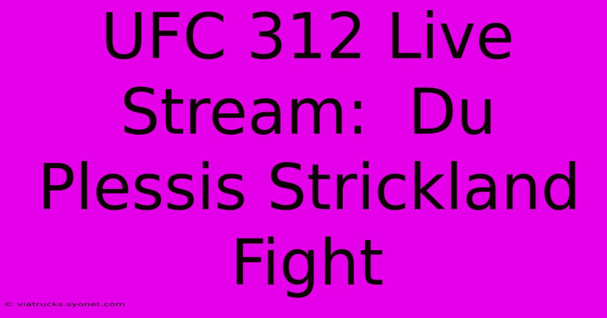 UFC 312 Live Stream:  Du Plessis Strickland Fight