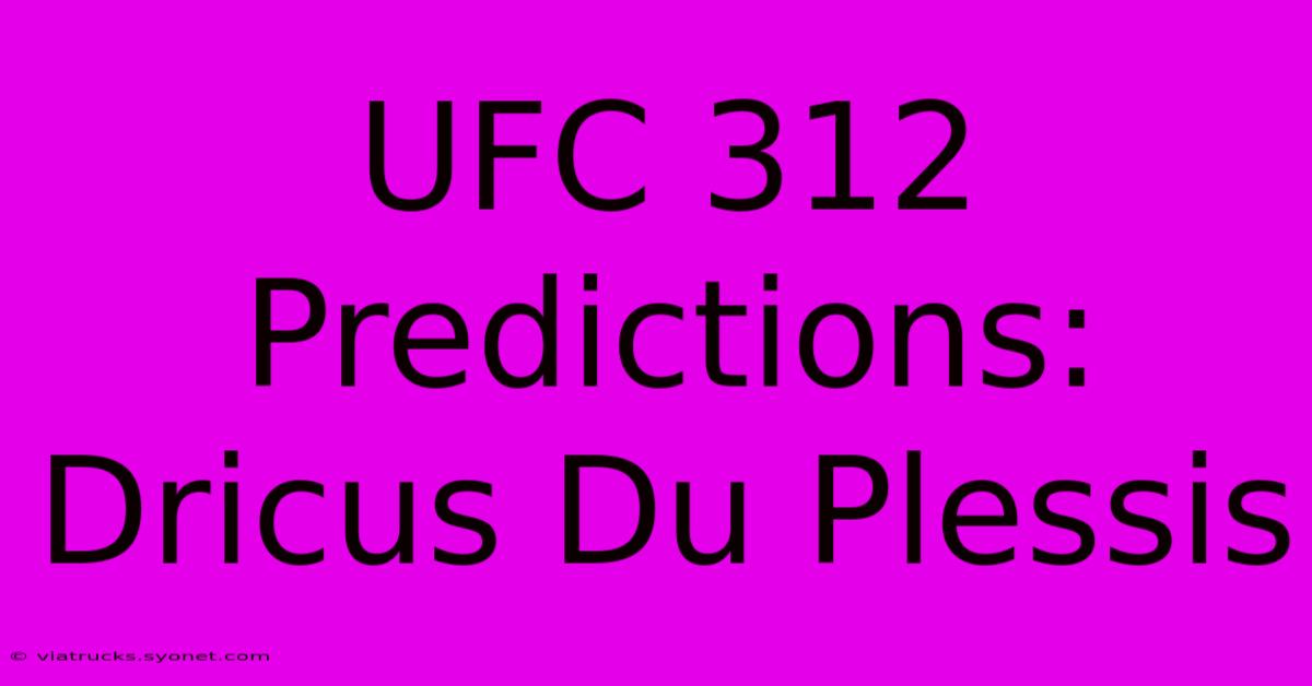 UFC 312 Predictions: Dricus Du Plessis