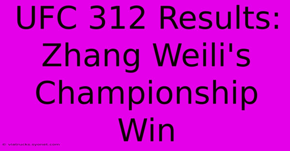 UFC 312 Results: Zhang Weili's Championship Win