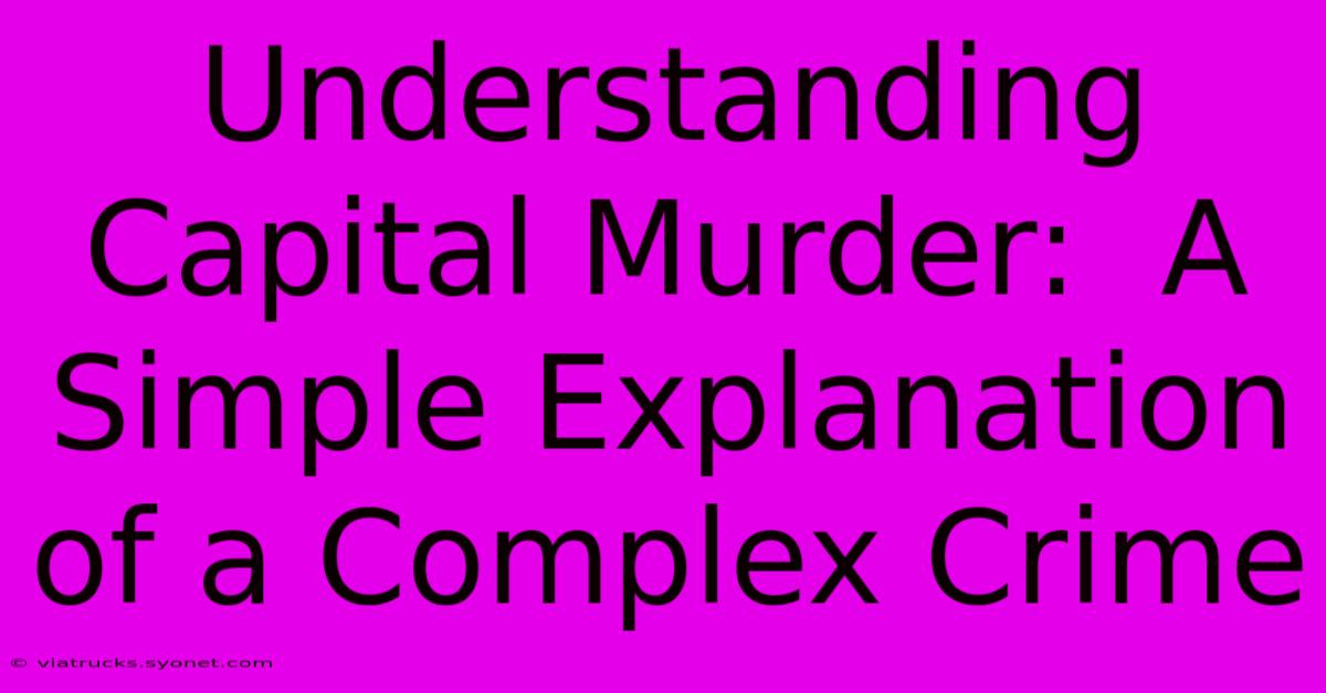 Understanding Capital Murder:  A Simple Explanation Of A Complex Crime