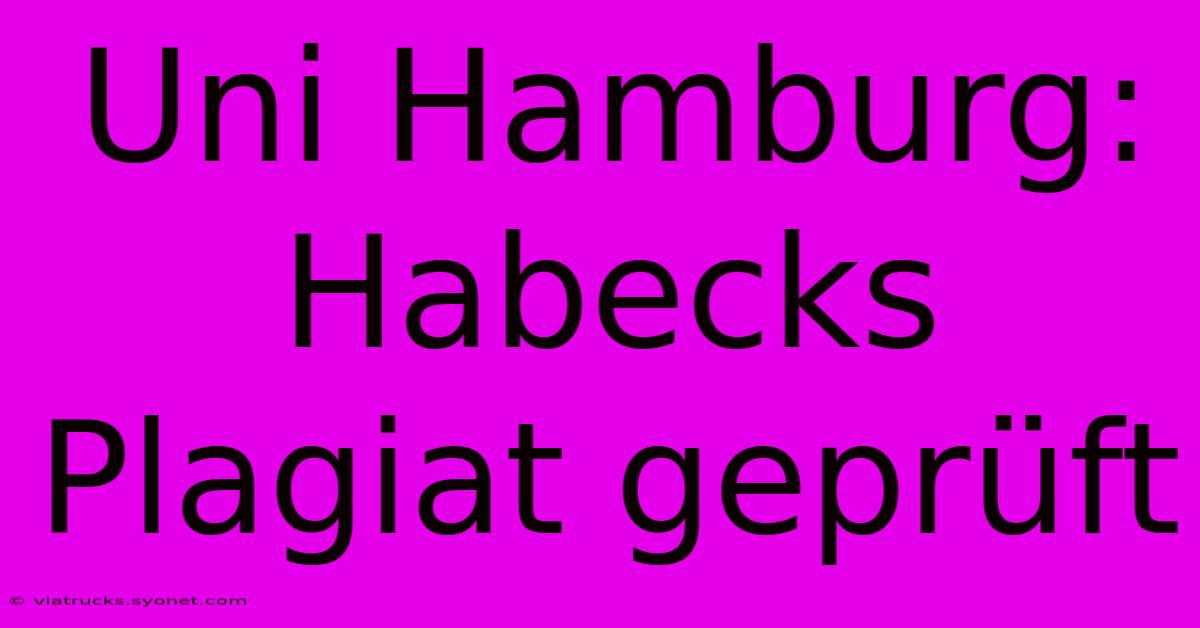 Uni Hamburg: Habecks Plagiat Geprüft