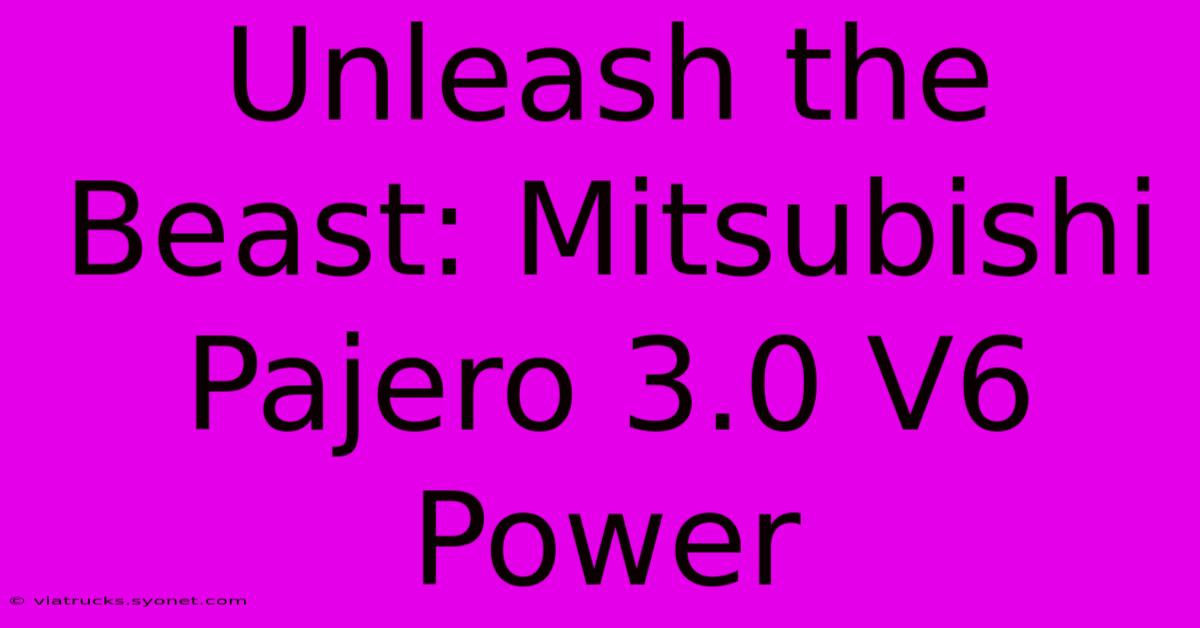 Unleash The Beast: Mitsubishi Pajero 3.0 V6 Power