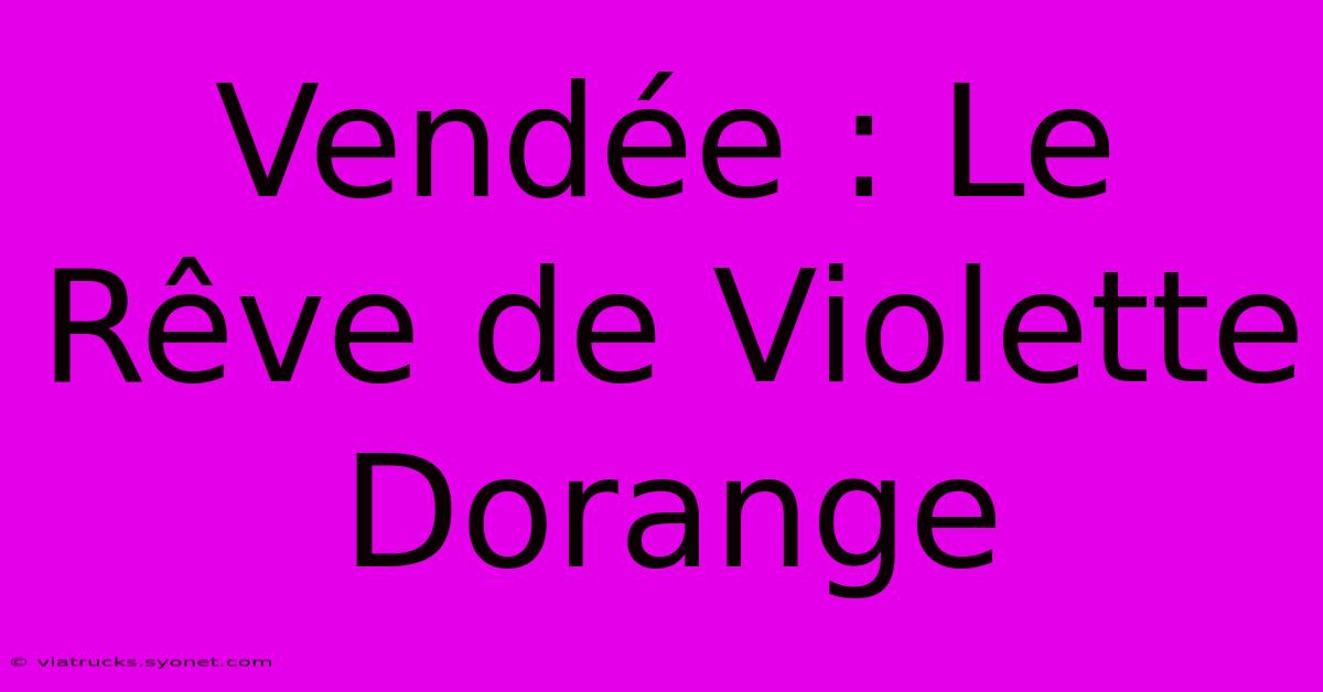 Vendée : Le Rêve De Violette Dorange