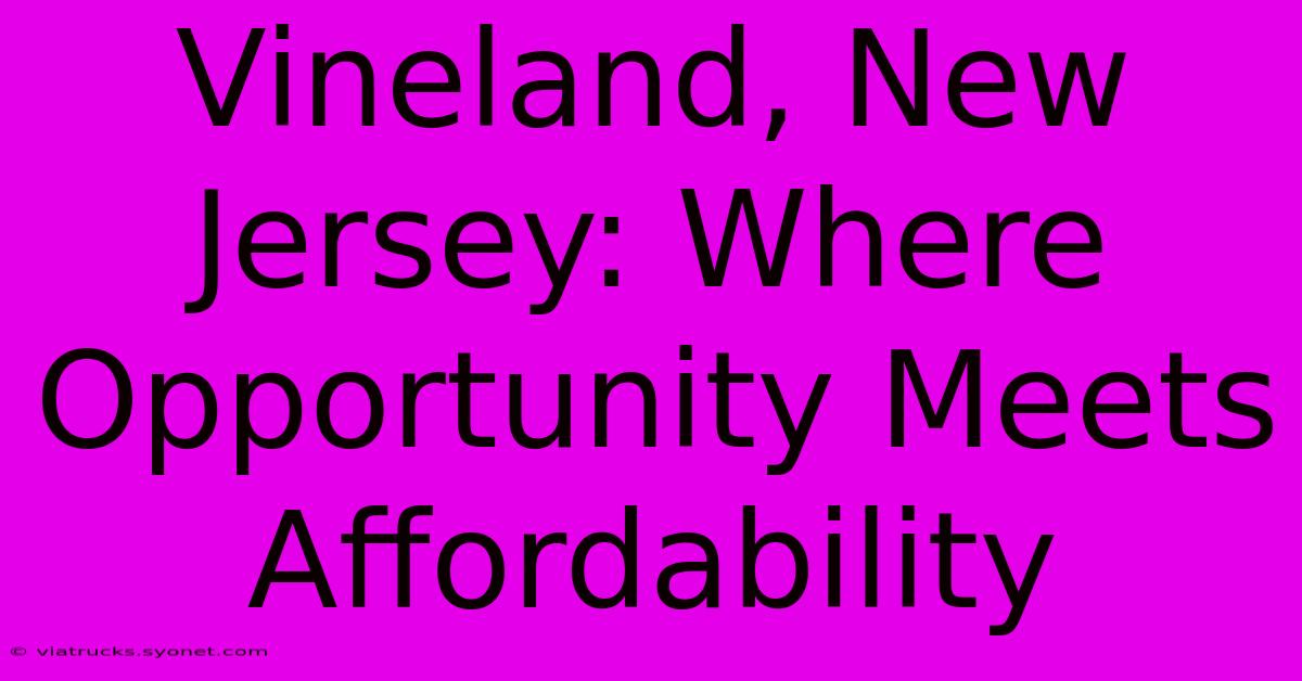 Vineland, New Jersey: Where Opportunity Meets Affordability