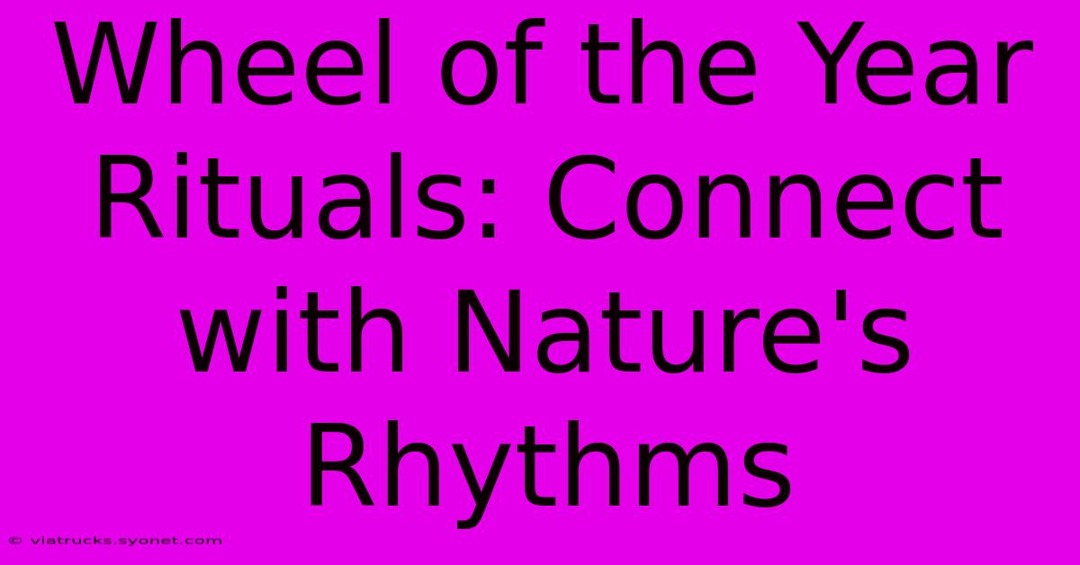 Wheel Of The Year Rituals: Connect With Nature's Rhythms