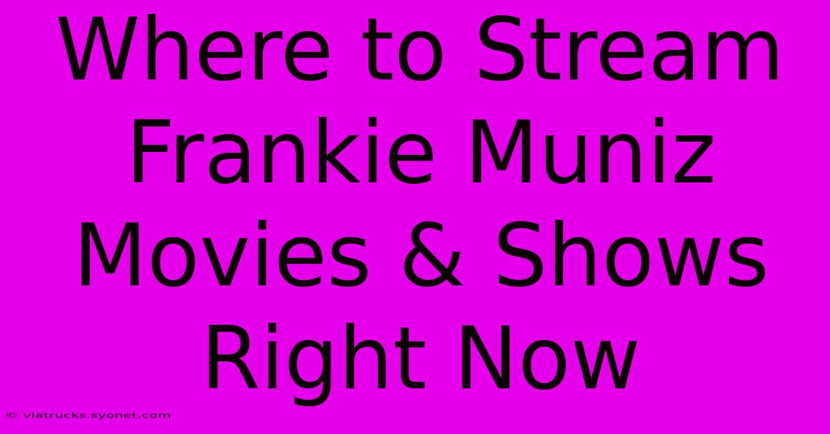 Where To Stream Frankie Muniz Movies & Shows Right Now