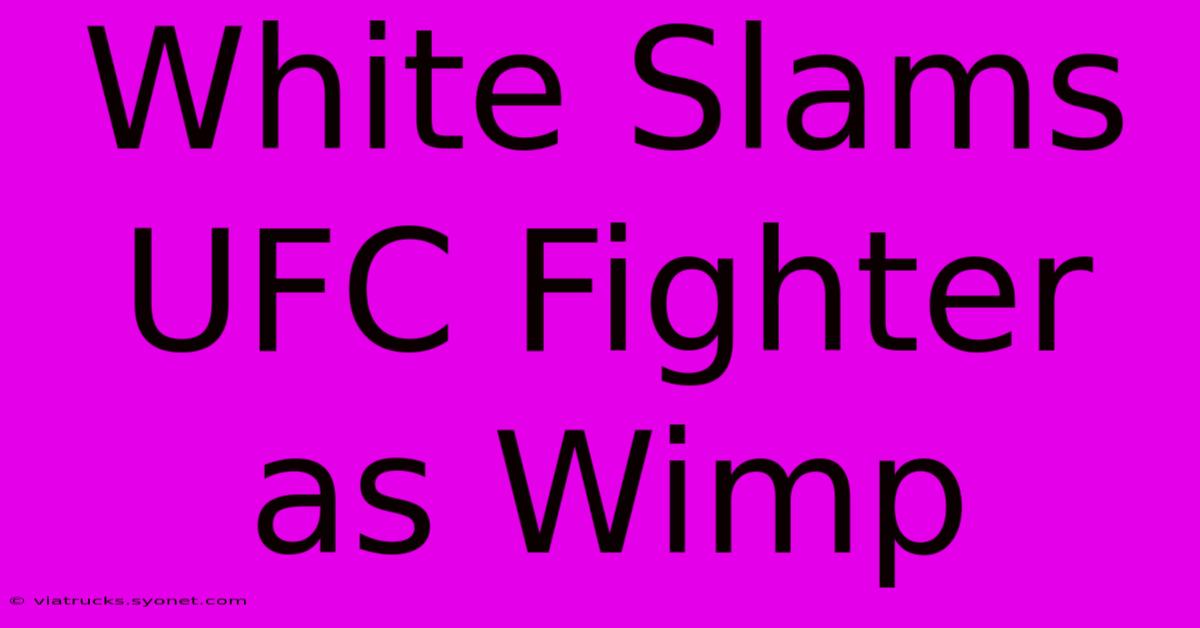 White Slams UFC Fighter As Wimp