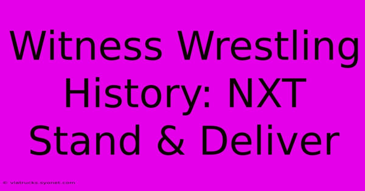 Witness Wrestling History: NXT Stand & Deliver