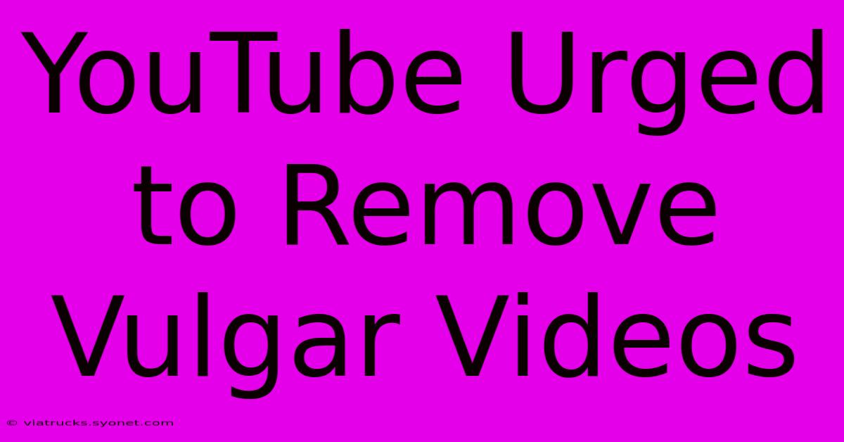 YouTube Urged To Remove Vulgar Videos